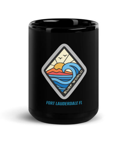 SURF WORLD Black Glossy Mug Drinkware