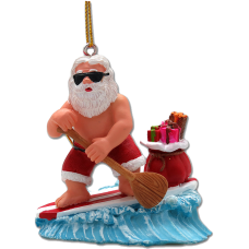 Surfing Shaka Santa Christmas Ornament 3" x 3" Ornament Paddle