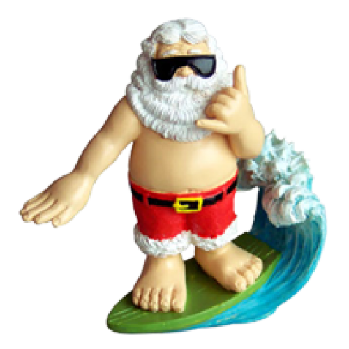 Surfing Shaka Santa Christmas Ornament 3" x 3" Ornament Surf