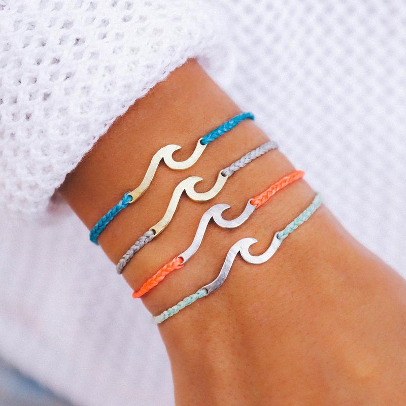 Pura Vida Hammered Wave Bracelet - Gold Pacific Blue Jewelry