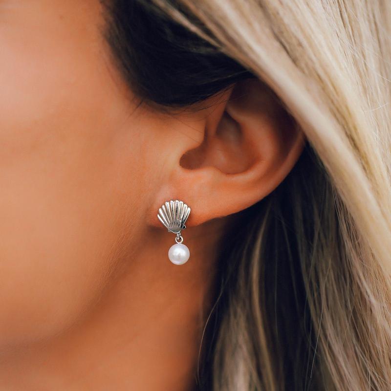 Pura Vida Pearl and Shell Earings - Silver Jewelry