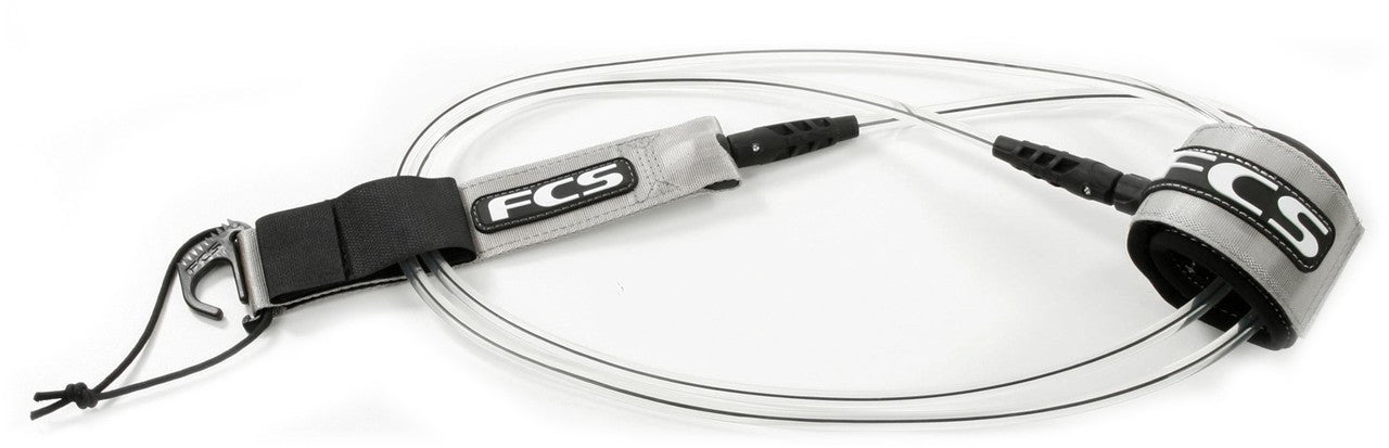 FCS 8' Regular Leash Clear Black Coaxial 2001BLX08F surf leash