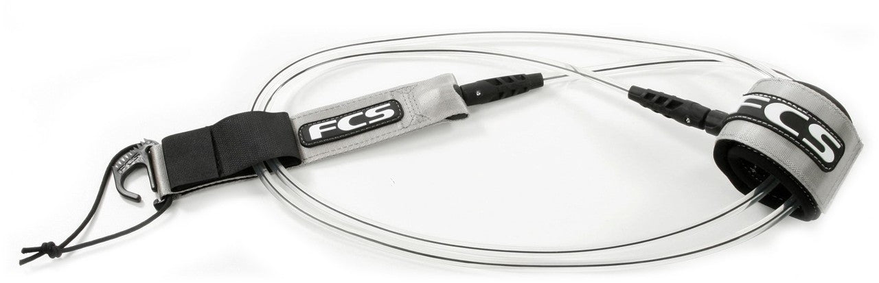 FCS 8' Regular Leash Clear Black Coaxial 2001BLX08F surf leash