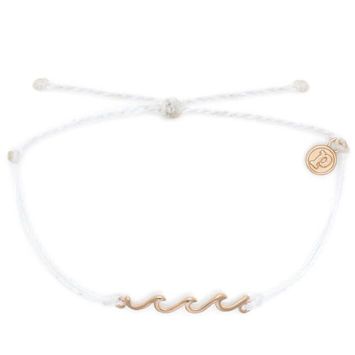 Pura Vida Rose Gold Delicate Wave Bracelet - White Jewelry