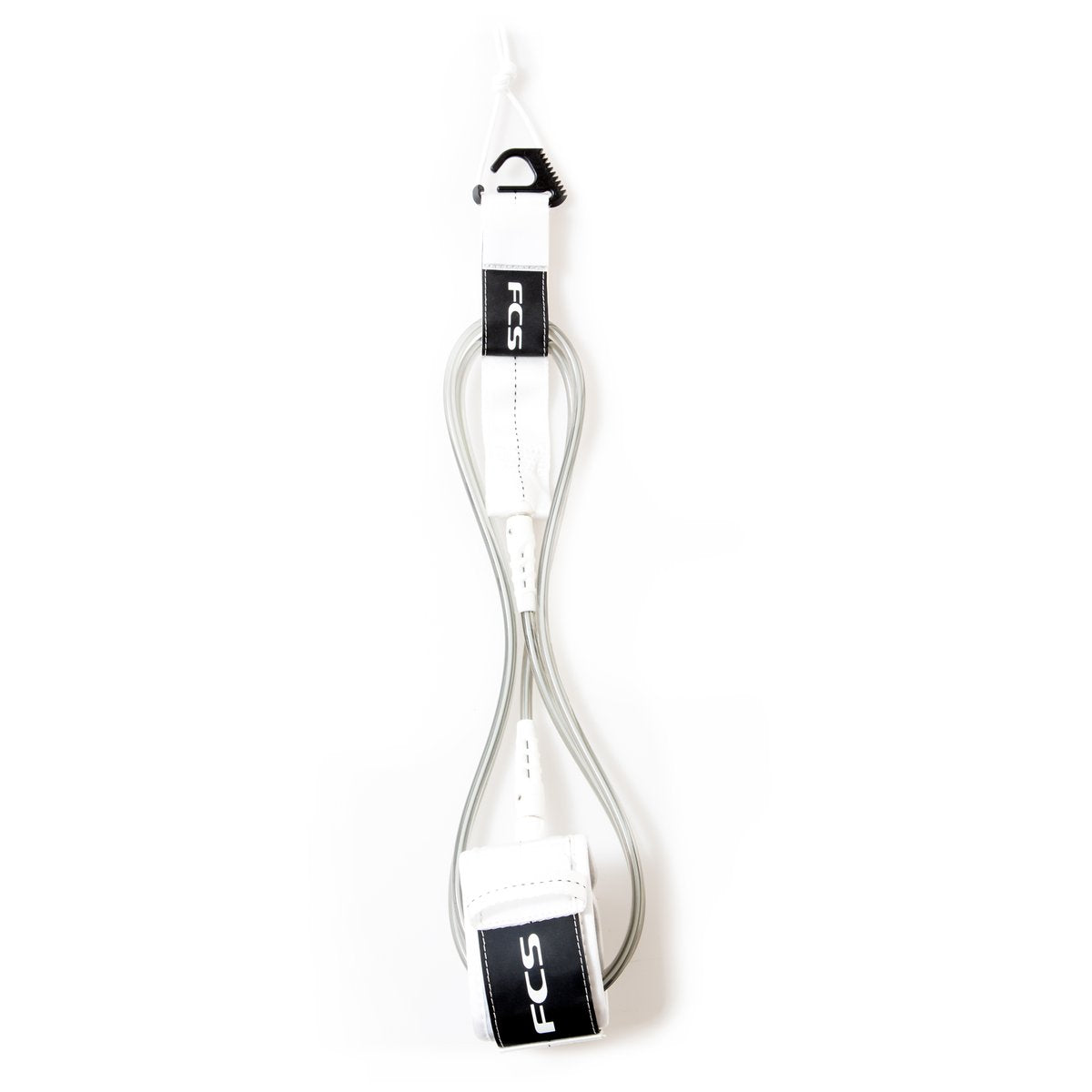 FCS 9' Regular Longboard Ankle Leash - Black / White Surf Leash White