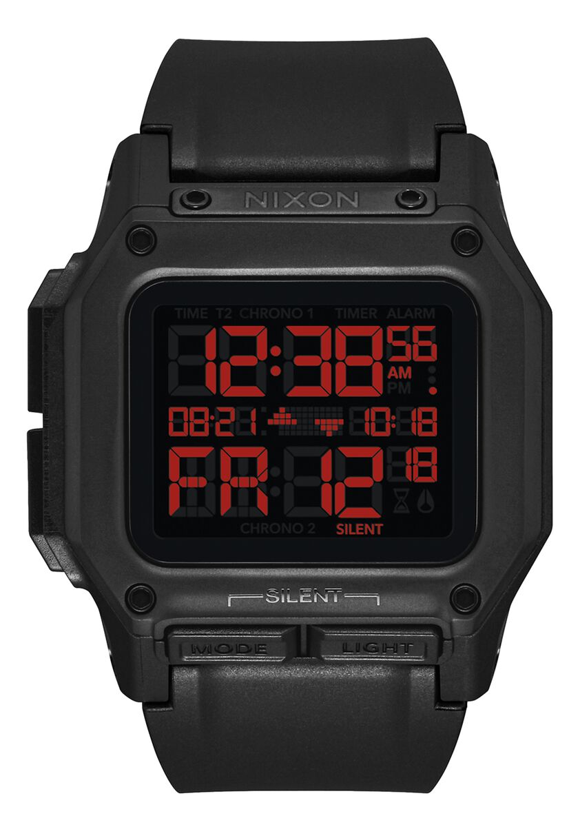 Nixon Regulus Digital Watch - All Black Red Watch
