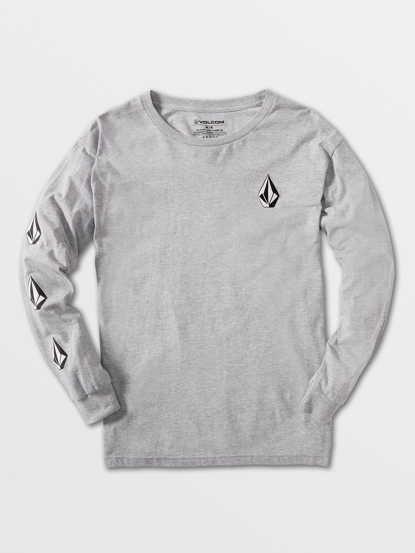 Volcom Iconic Stone LS Mens T Shirt - Heather Grey Womens T Shirt