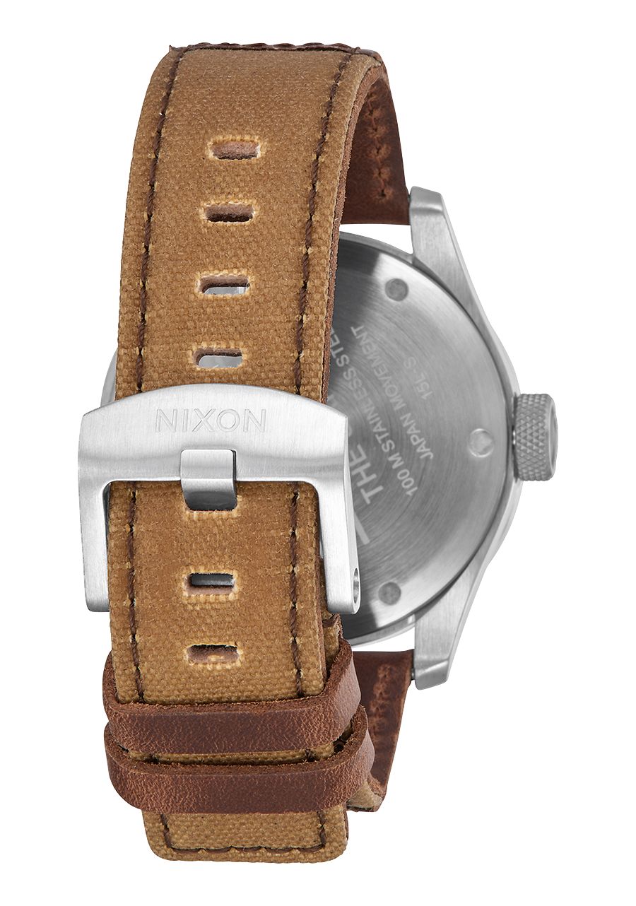 Nixon Safari Leather Watch - Silver / Black / Brown Watches