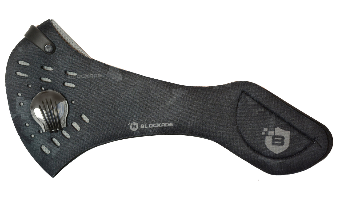 Black Camouflage Face Covering with Breathing Valves and Filter - Black Camo Face Cover