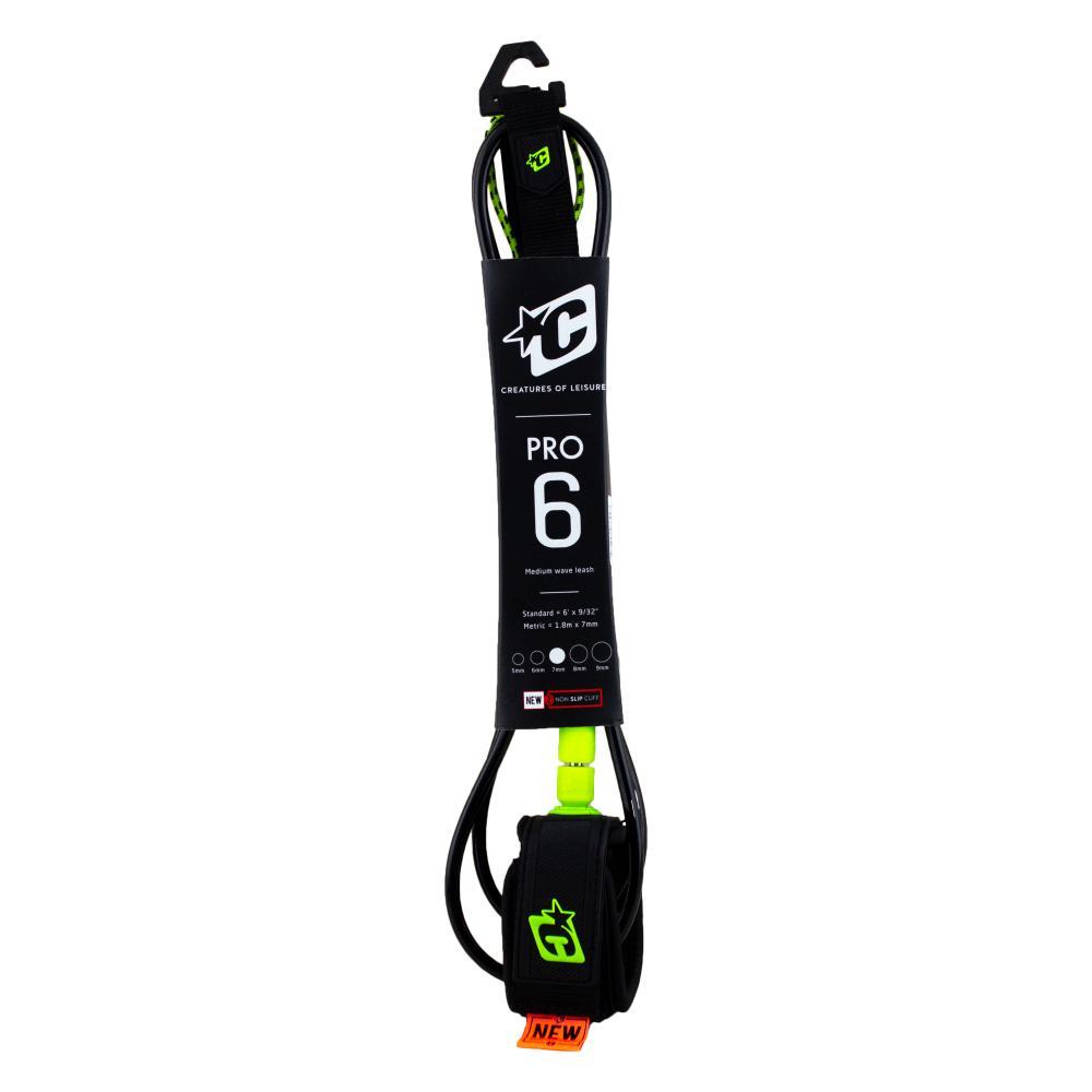 Creatures Of Leisure Pro Surf Leash 6' x 9/32" Multiple Colors Surf Leash Black Citrus