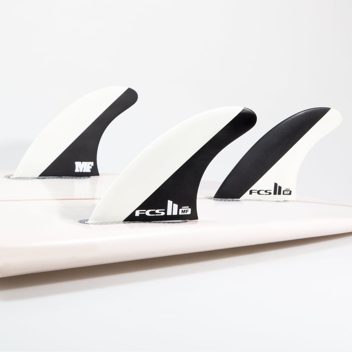 FCS II Mick Fanning Thruster Medium Surfboard Fins - Black White Fins