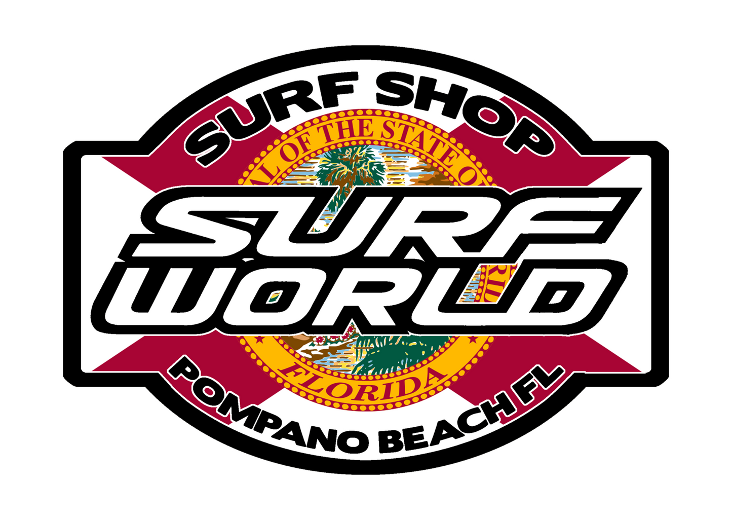 Surf World Florida Flag Sticker Die Cut Full Color Printed Sticker sticker