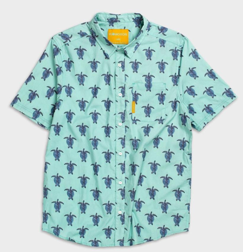 Flomotion Turtle Men's Woven Shirt - Mint Mens Woven Shirt