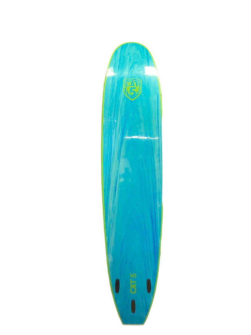 Cat 5 Soft Surfboard 9' Lime Green with Blue Marble Bottom Softboard