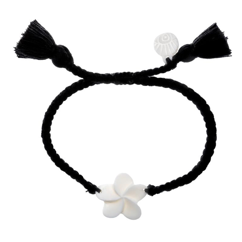 Wanderer Plumeria Bracelet tassel - Black Jewelry