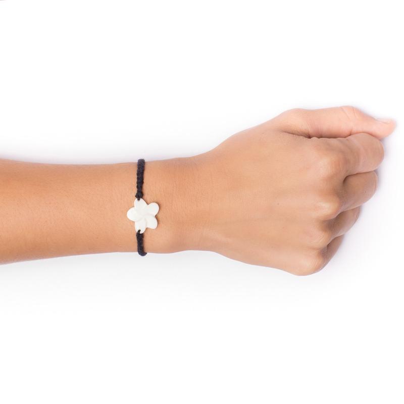 Wanderer Plumeria Bracelet tassel - Black Jewelry