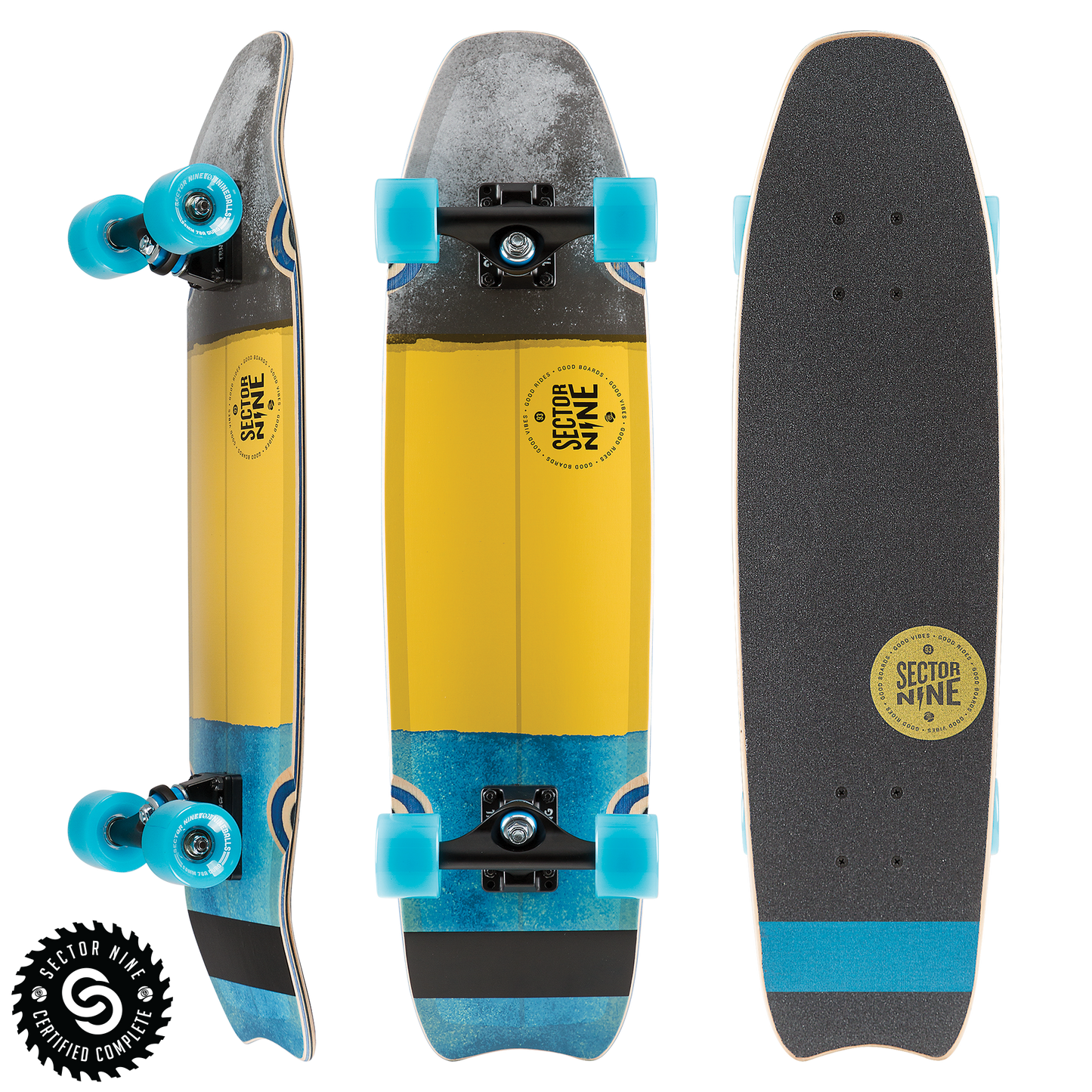 Sector 9 Shark Bite Complete Skateboard - Yellow Longboard Skateboard