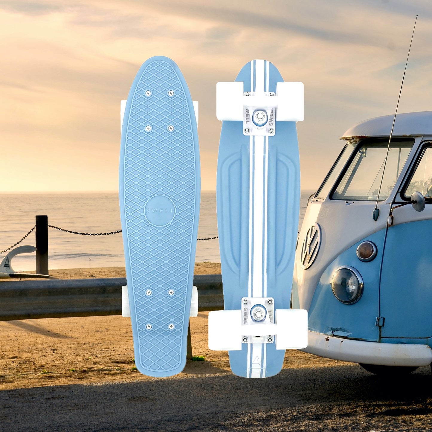 Swell Skateboards Stringer 22" - Blue/ White Complete Skateboard