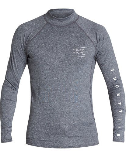 Billabong Unity Performance LS Mens Rashguard - Grey Heather / Navy Rashguard Sun Protection Grey Heather