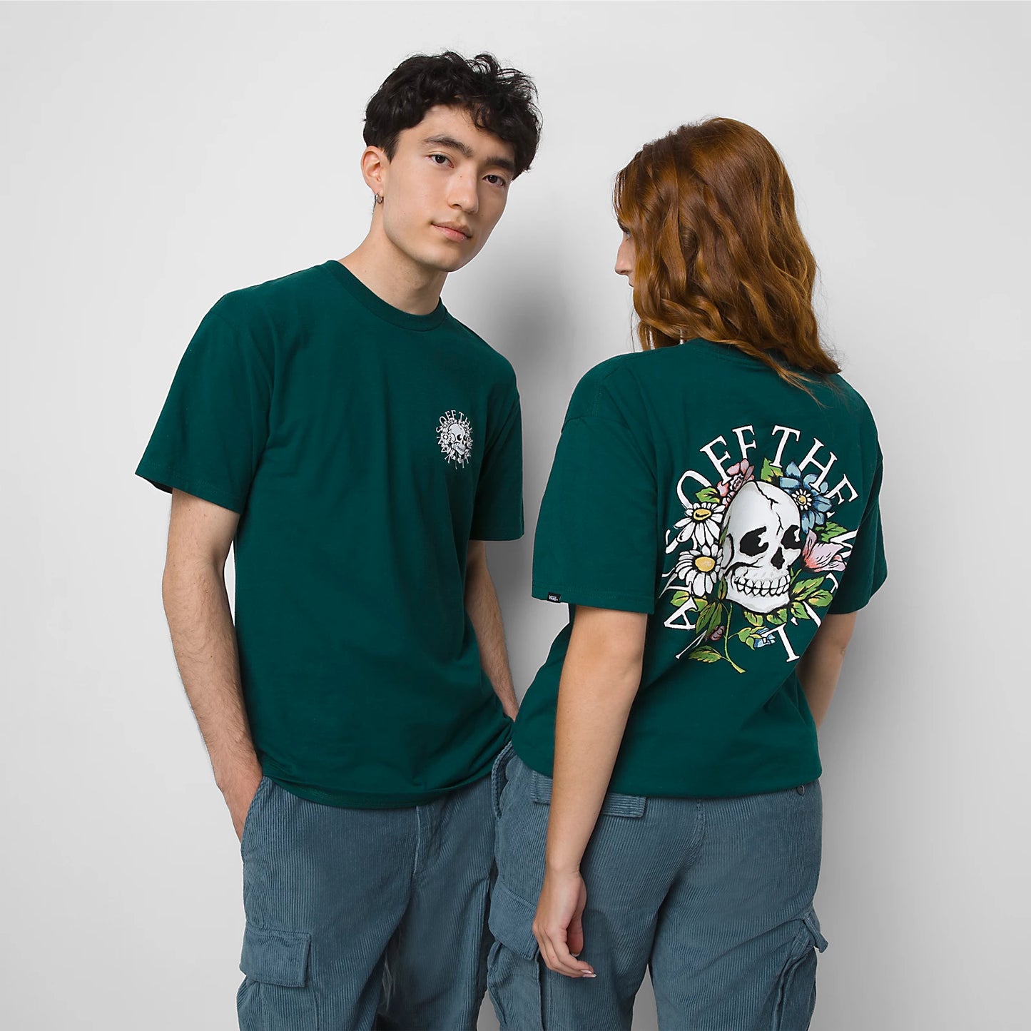 VANS Floral Skull SS Tee-Shirt - Forest Green Mens T Shirt