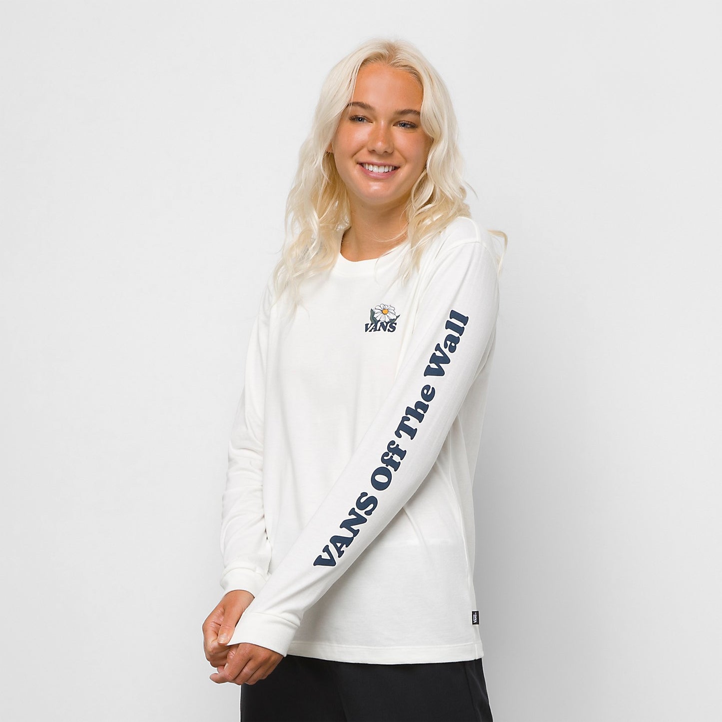 Vans Sevvy Women's LS Boyfriend Tee- Marshmallow Womens T Shirt