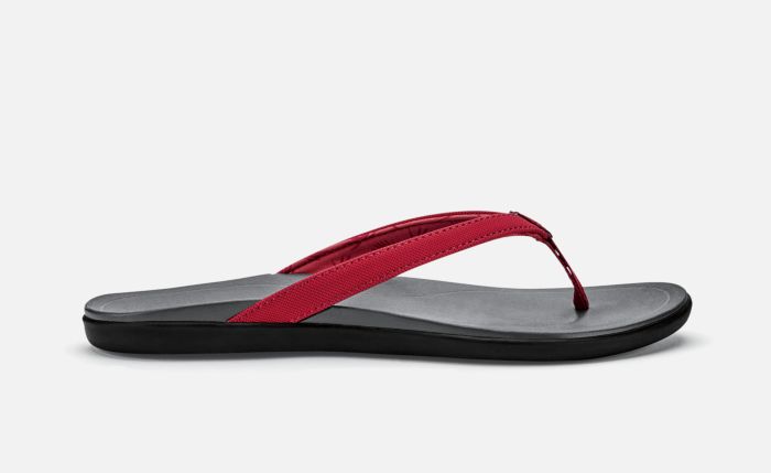 Olukai Ho'opio Women's Sandals - Red Dahlia / Charcoal Womens Footwear
