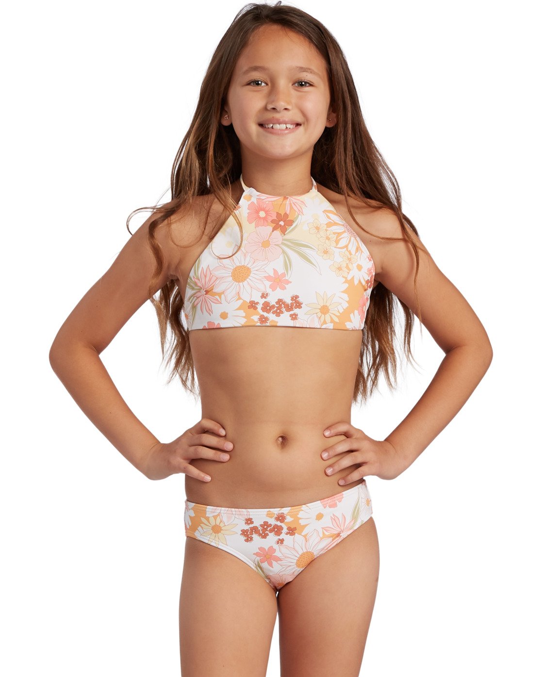 Billabong Girls Little Bit of Sunshine High Neck Bikini Set youth swimwear