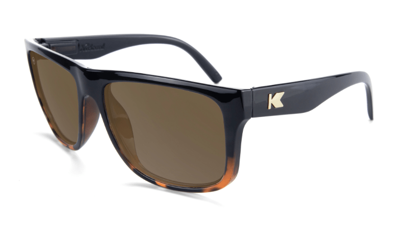 Knockaround Torrey Pines Sunglasses - Glossy Black & Tortoise Shell Fade Amber Sunglasses