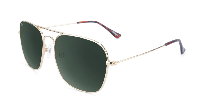 Knockaround Mount Evans Polarized Sunglasses - Gold Aviator Green Sunglasses