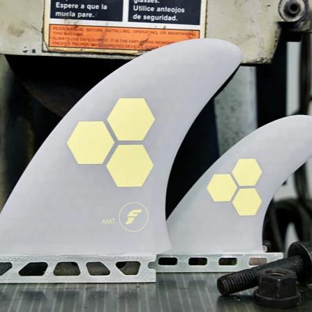 Futures Al Merrick Twin Fin Grey With Beige Logo Small Thruster Fin Included Fins