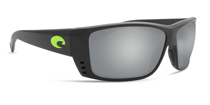 COSTA CAT CAY Matte Black Green Logo Gray Mirror 580P POLARIZED SUNGLASSES Sunglasses