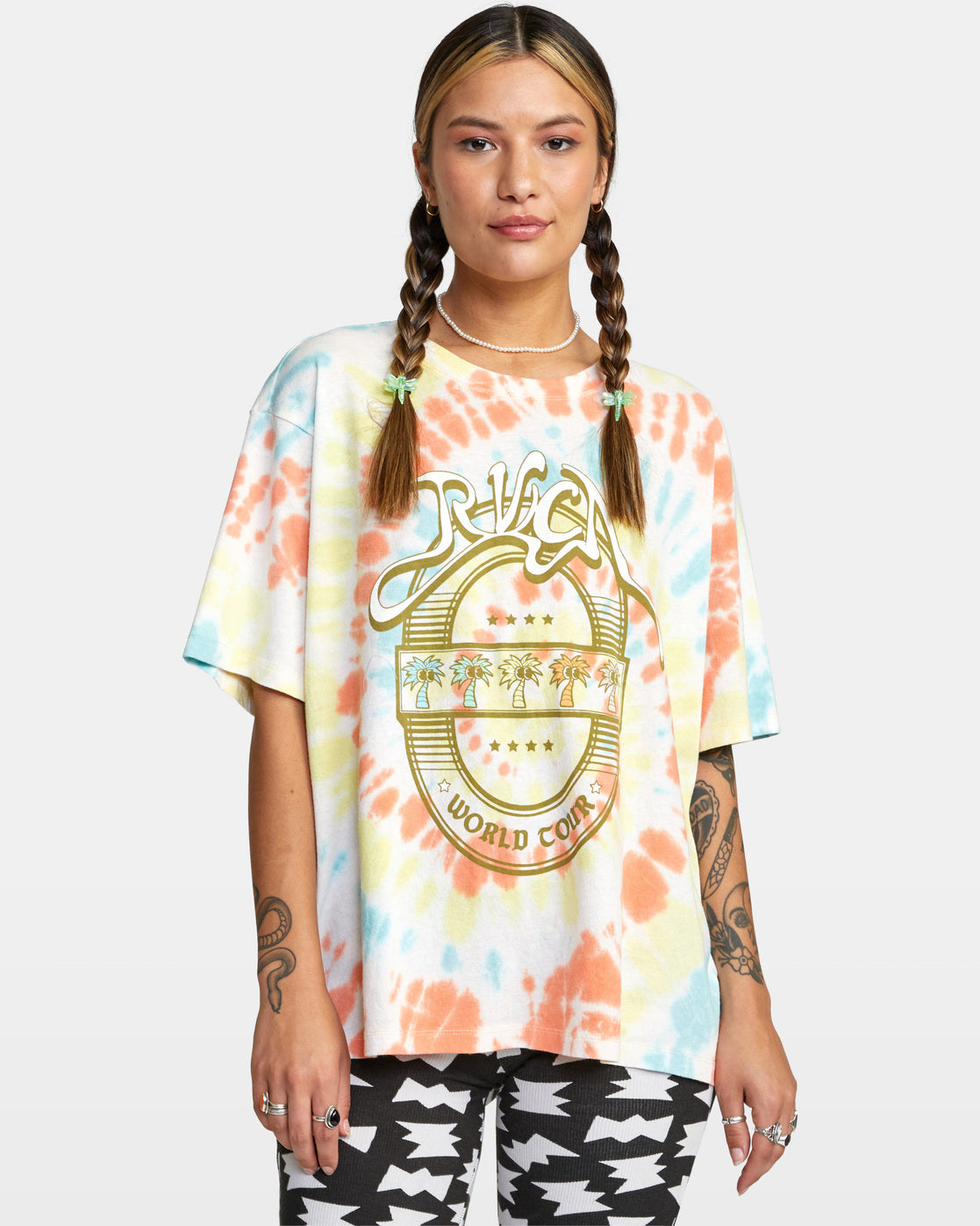 RVCA World Tour Over Sized SS Women's Tee   Tie Dye