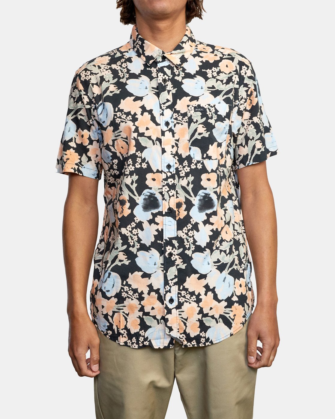 RVCA Pressure Drop SS Mens Woven Shirt - Pirate Black Mens Woven