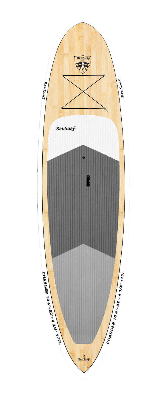 BRU SURF 10'6 BAMBOOO SUP Package, Board, Paddle and Bag Combo Pack - AST Colors SUP Board