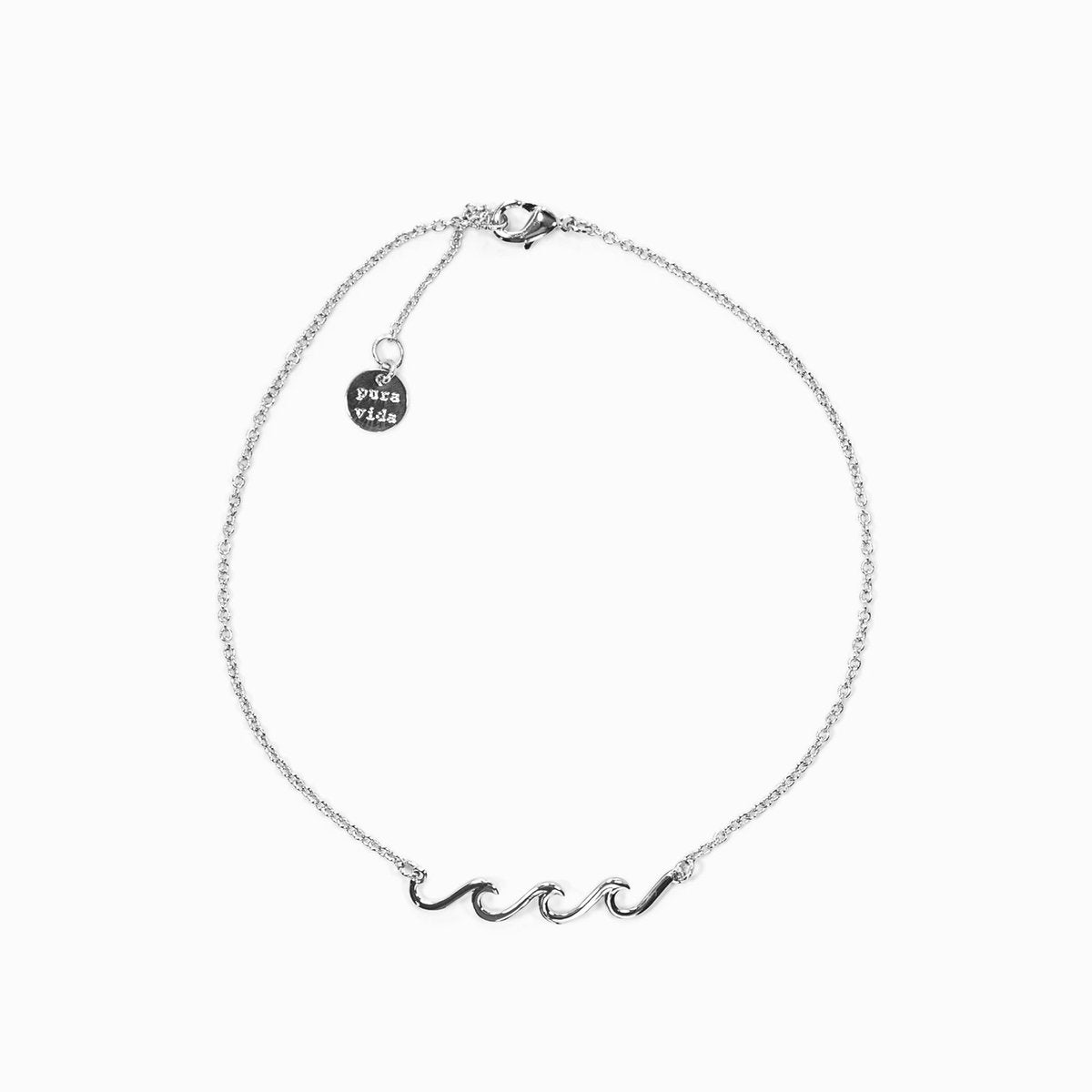 Puravida Silver Delicate Wave Anklet Jewelry