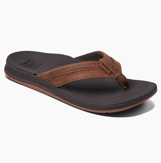 Reef Ortho Bounce Coast Brown Leather Strap Mens Footwear