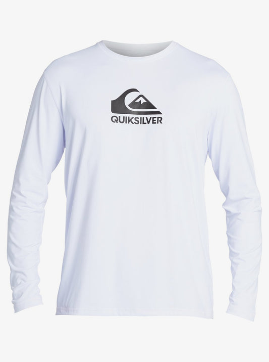 Quiksilver Solid Streak LS Mens UPF 50 Rashguard - White Rashguard Sun Protection
