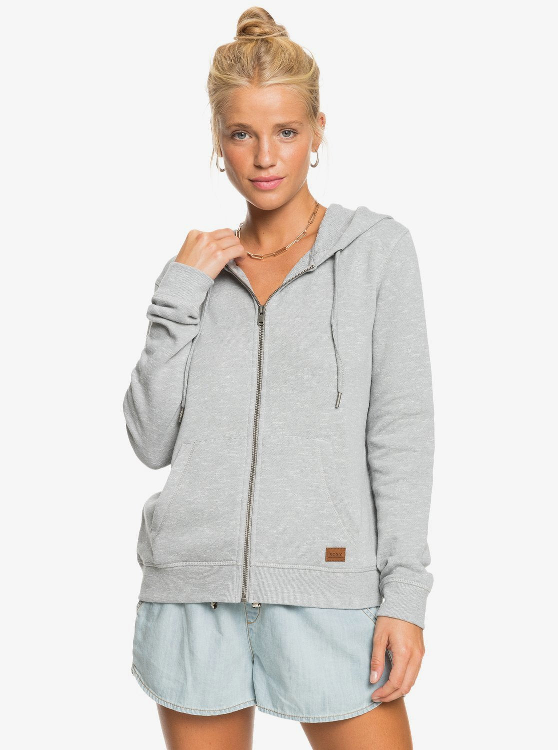 Roxy Perfect Wave Zip Hoodie - Heather Grey womens hoodie