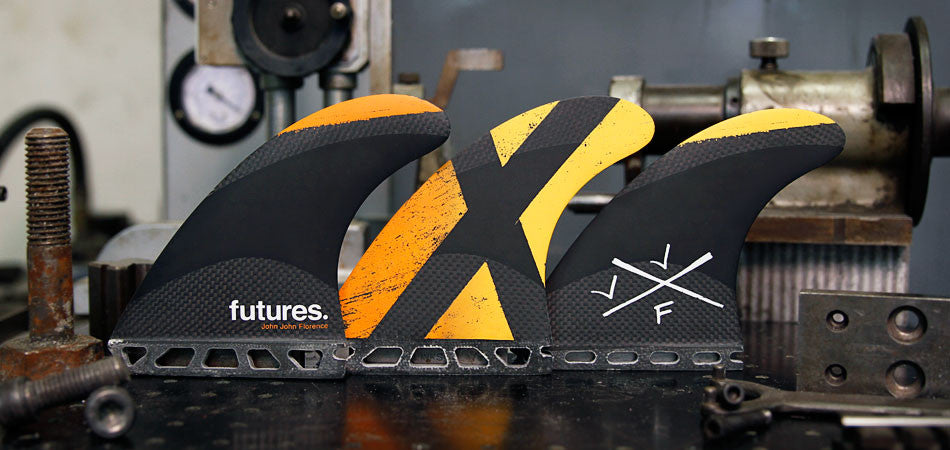 Futures Fins John John Florence Medium Techflex Orange Yellow Grey Thruster Fins 5555461 Fins