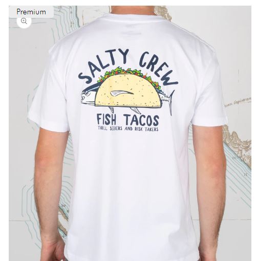 Salty Crew Baja Fresh Fish Tacos SS T Shirt - White Mens T Shirt