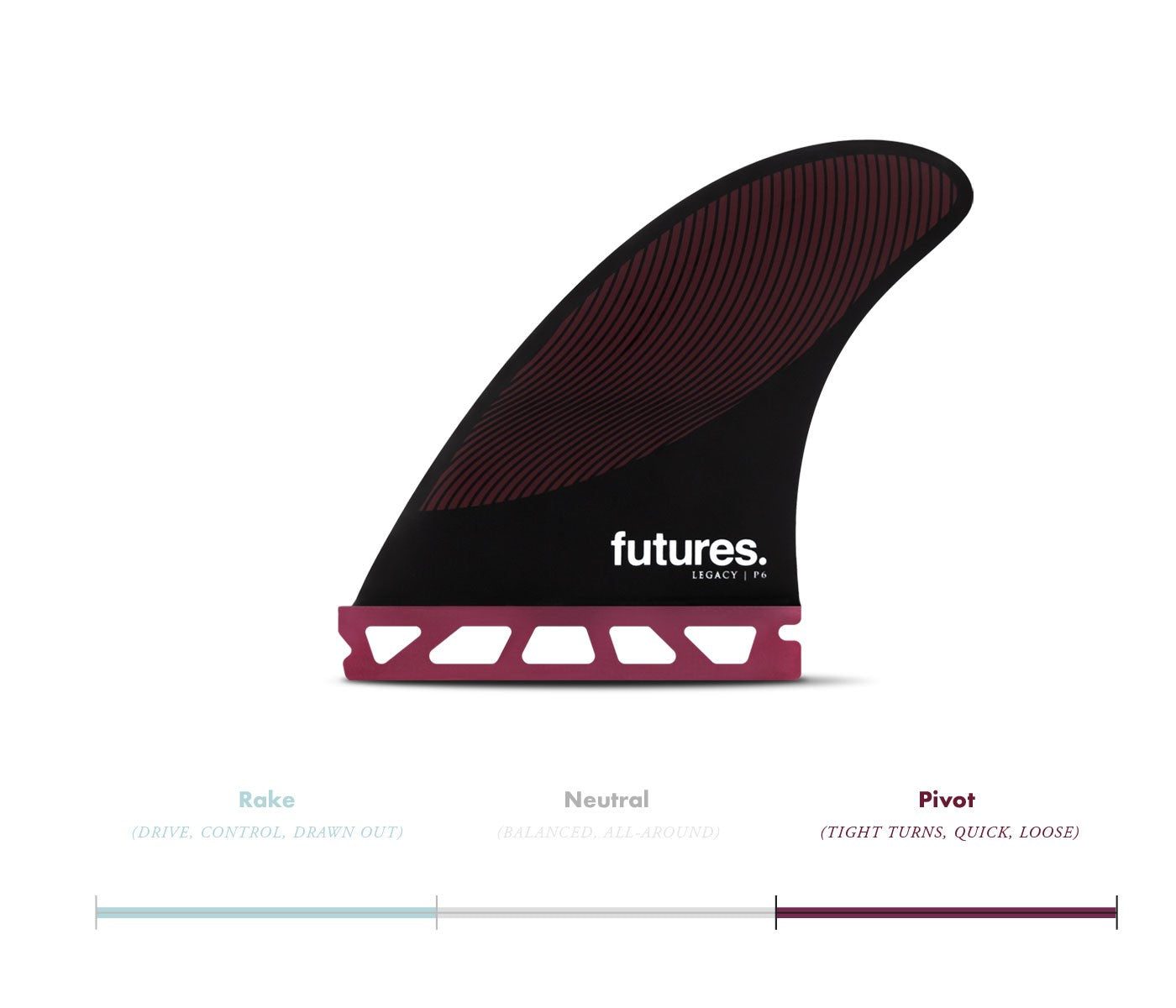 Futures Legacy Series P6 Pivot Surfboard Fins Medium - Burgundy Fins