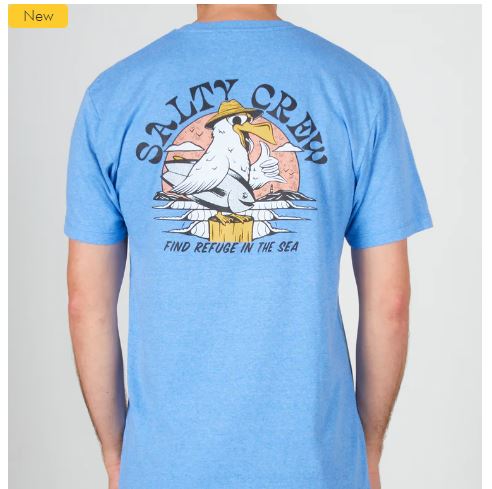 Salty Crew Gone Fishing Standard T-Shirt, Blue, Men, XL