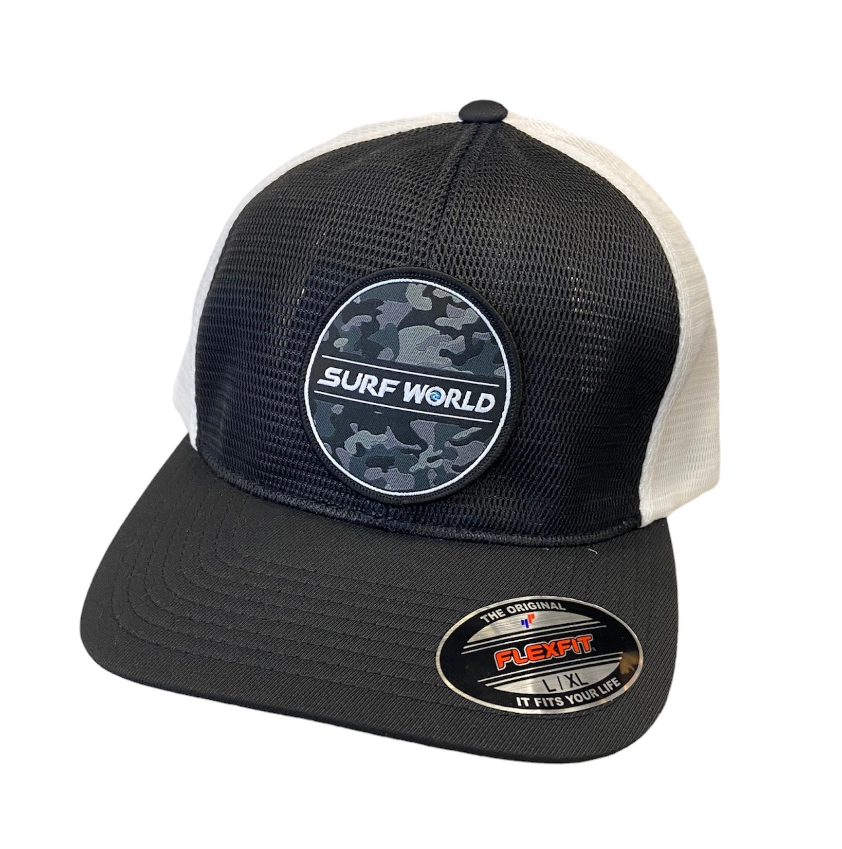 Surf World All Mesh Trucker Hat Hats Black White Camo L XL