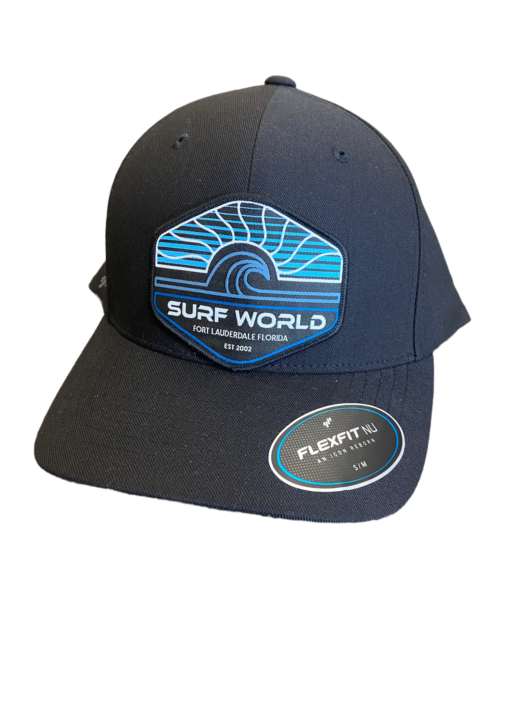Surf World Sun Wave Lines Hat - Black Mens Hat Black NU Flex Fit S/M