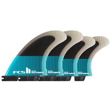 FCS 2 Performer PC Glass Quad Surfboard Fins - Blue 4 Fin Set Fins