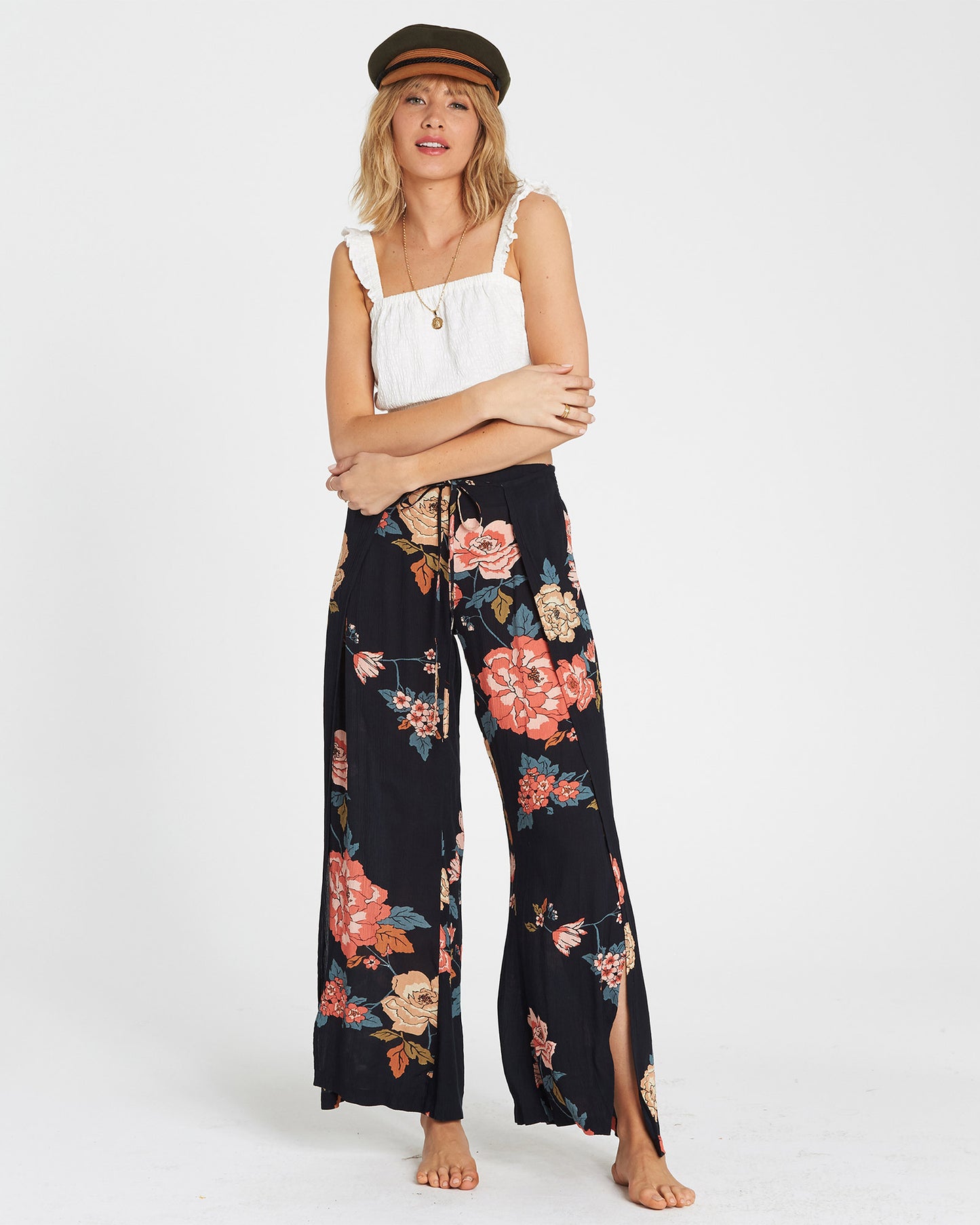 Billabong Adventure Spirit Womens Pants - Ivory - BCI - Black womens pants Black Floral