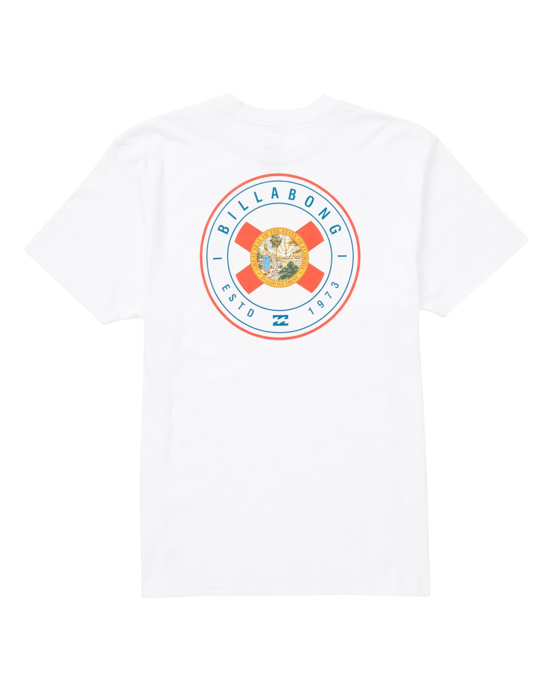 Billabong Native Rotor FL Mens T Shirt with Florida Flag Short Sleeve - White Mens T Shirt