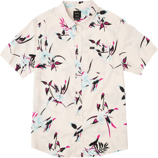 RVCA Moonflower Button Up Shirt Rosewater Mens Shirt