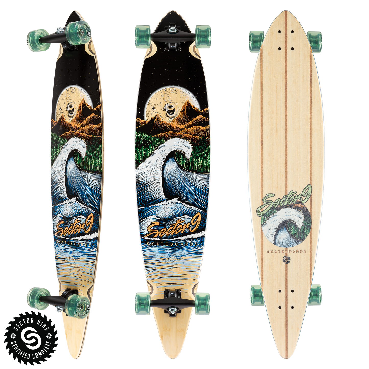 Sector 9 Bamboo Moonlight Maverick 44" Pintail Complete Longboard Skateboard Longboard Complete