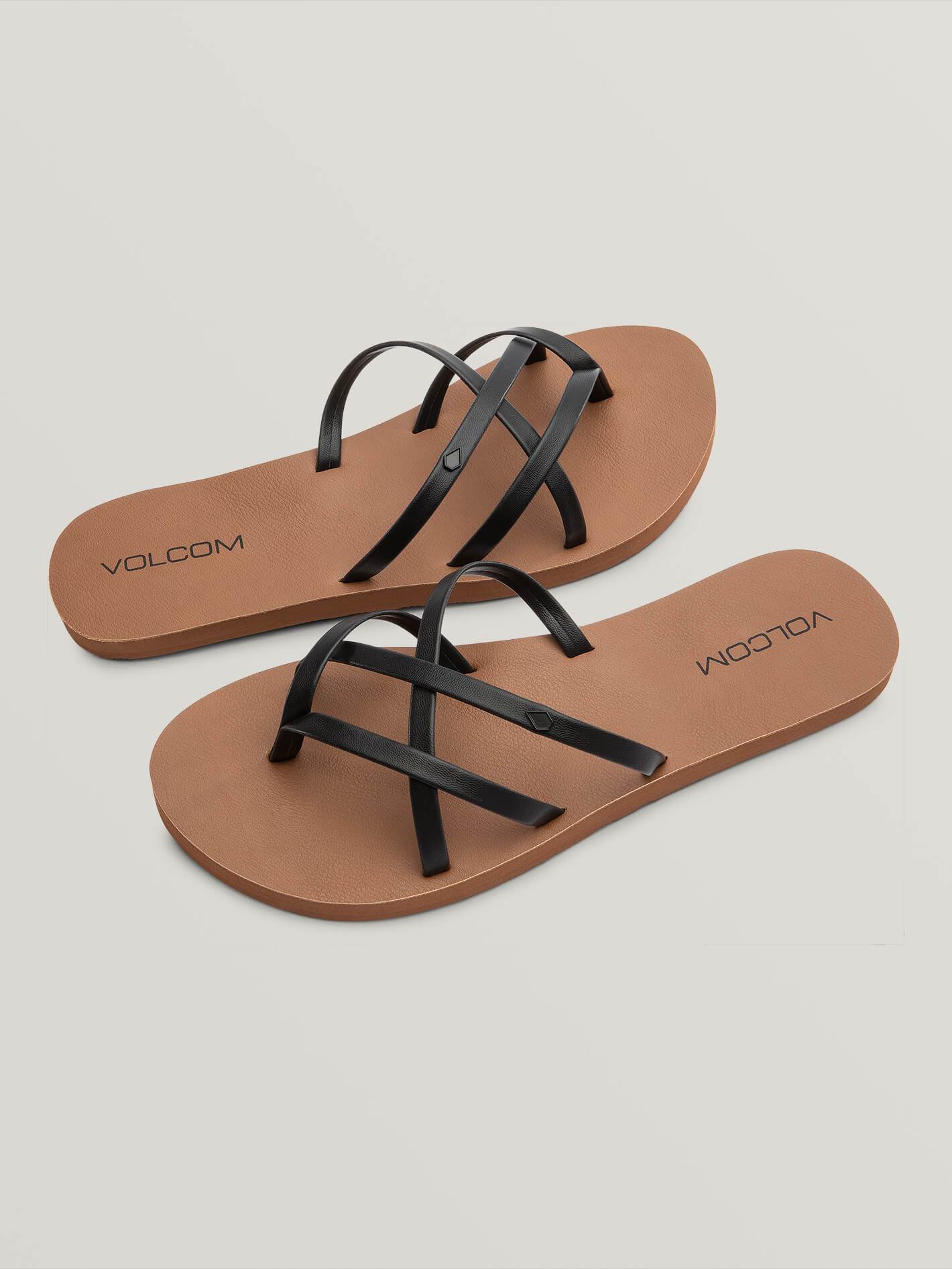 Volcom New School II Womens Sandals - Black / Brown / White Womens Footwear Black